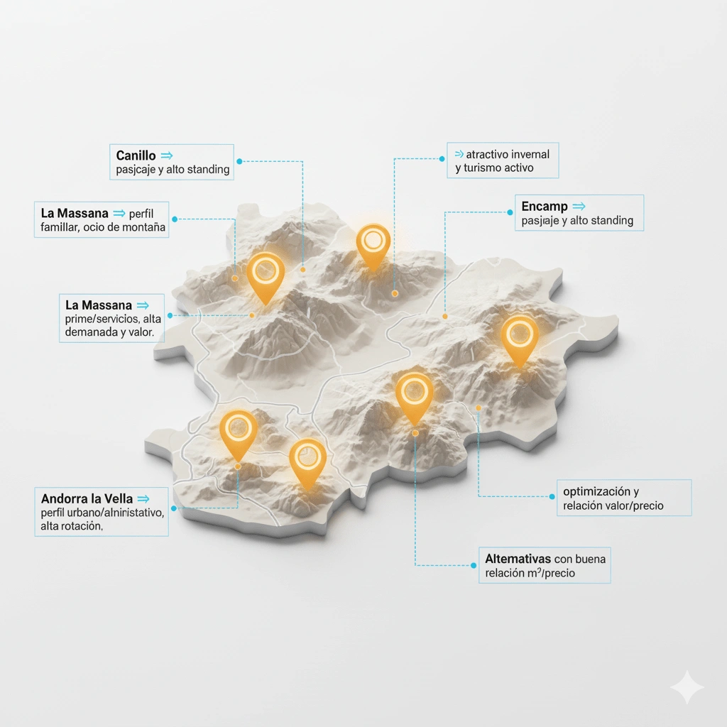 Mapa de Andorra y sus localidades o parroquias